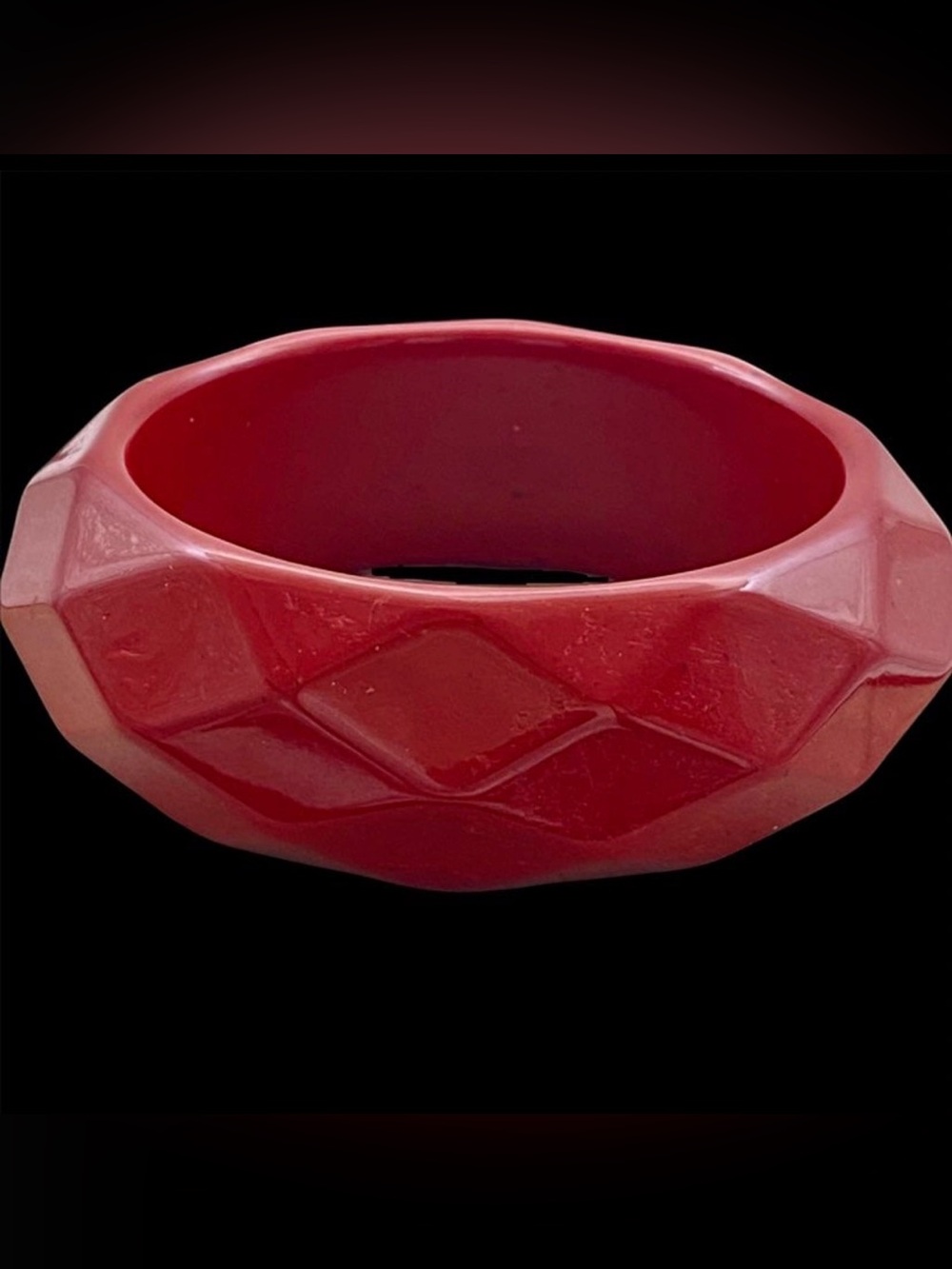 Vintage Faceted Red Bangle Bracelet
